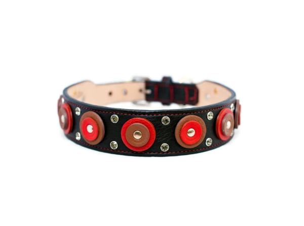 Brady Double Disc Wider Leather Dog Collar