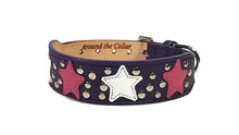 Load image into Gallery viewer, Breck Wider Leather Dog Collar with Star and Nickel Stud Cluster - Around The Collar NY