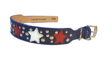 Load image into Gallery viewer, Breck Wider Leather Dog Collar with Star and Nickel Stud Cluster - Around The Collar NY