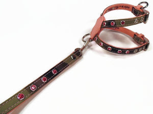 Brie Camouflage & Leather K Harness with Single Row Swarovski Crystals - Around The Collar NY