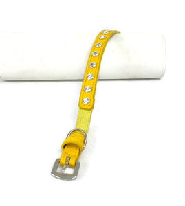 Brie Leather Cat Collar with Single Row Crystals