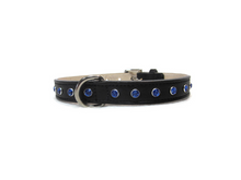 Load image into Gallery viewer, Brie Hanukkah Leather Dog Collar with Single Row Crystals Product vendor
