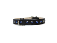 Load image into Gallery viewer, Brie Hanukkah Leather Dog Collar with Single Row Crystals