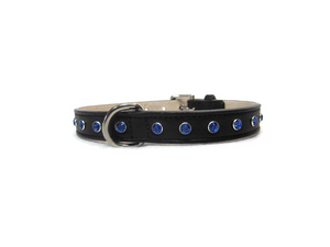 Brie Hanukkah Leather Dog Collar with Single Row Crystals