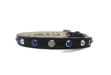 Load image into Gallery viewer, Brie Hanukkah Leather Dog Collar with Single Row Crystals