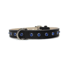 Cargar imagen en el visor de la galería, Brie Hanukkah Leather Dog Collar with Single Row Crystals Product vendor