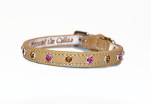 Load image into Gallery viewer, Brie Leather Dog Collar with Alternating Swarovski Crystals - Around The Collar NY