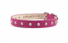 Load image into Gallery viewer, Brie Leather Collar with Single Row Clear  Swarovski Crystals - Around The Collar NY