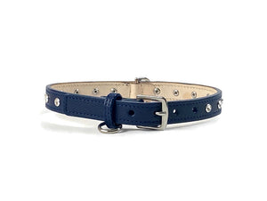 Brie Hanukkah Leather Dog Collar with Single Row Crystals