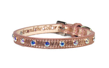 Load image into Gallery viewer, Brie Christmas Leather Cat Collar with Single Row Crystals