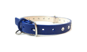 Brie Hanukkah Leather Dog Collar with Single Row Crystals