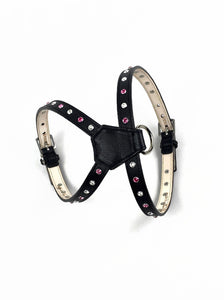 Brie Leather K Harness 2 Tone Swarovski Crystals on straps only - Around The Collar NY