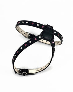 Brie Leather K Harness 2 Tone Swarovski Crystals on straps only - Around The Collar NY