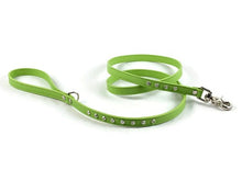 Load image into Gallery viewer, Brie mint leather with clear crystal dog leash by Around the Collar