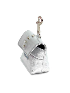 Brie Leather Poop Bag Holder with Single Row Swarovski Crystals - Around The Collar NY
