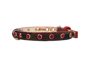 Brie Camouflage Dog Collar w/Leather and Single Row Swarovski Crystals - Around The Collar NY