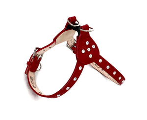 Brie Leather Step-In Dog Harness with Clear Crystals on Straps and Tabs