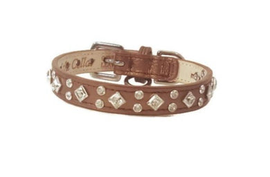 Lexus Leather Crystal Cluster Dog Collar
