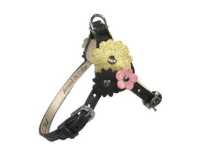 Triple Flower Leather Dog Step-In Harness