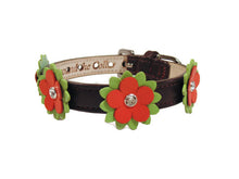 Load image into Gallery viewer, Penelope Leather Dog Collar with Crystal on Flower - Around The Collar NY