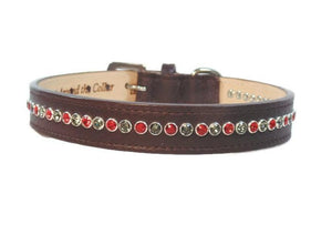 Shanti Leather Jewel Collar with Alternating Crystals - Around The Collar NY