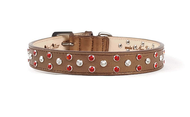 Callie Leather Christmas Dog Collar with Austrian Crystal Cluster