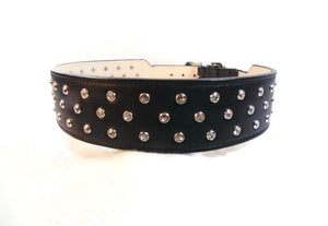 Callie Crystal Cluster Wider Leather Dog Collar - Around The Collar NY