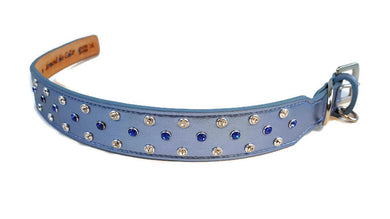 Callie Crystal Cluster Wider Leather Dog Collar - Around The Collar NY