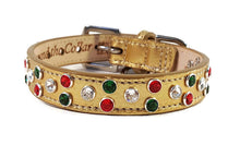 Load image into Gallery viewer, Callie Leather Christmas Dog Collar with Austrian Crystal Cluster