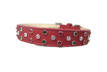 Load image into Gallery viewer, Callie Leather Christmas Dog Collar with Austrian Crystal Cluster
