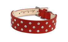 Load image into Gallery viewer, Callie Crystal Cluster Wider Leather Dog Collar - Around The Collar NY