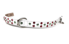 Load image into Gallery viewer, Callie Leather Christmas Dog Collar with Austrian Crystal Cluster