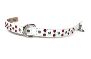 Callie Leather Christmas Dog Collar with Austrian Crystal Cluster