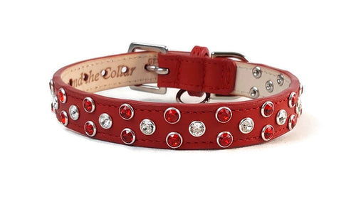 Callie Leather Christmas Dog Collar with Austrian Crystal Cluster