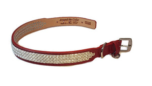 Carol leather dog collar with 3 rows handset square Swarovski clear crystals WIP - Around The Collar NY