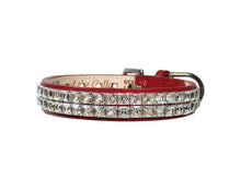 Load image into Gallery viewer, Ryan Leather Collar with Double Row Closely Spaced Square Swarovski Crystals - Around The Collar NY
