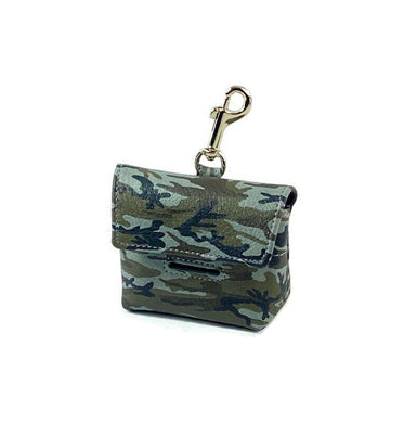 Classic Camouflage Leather Poop Bag Holder - Around The Collar NY