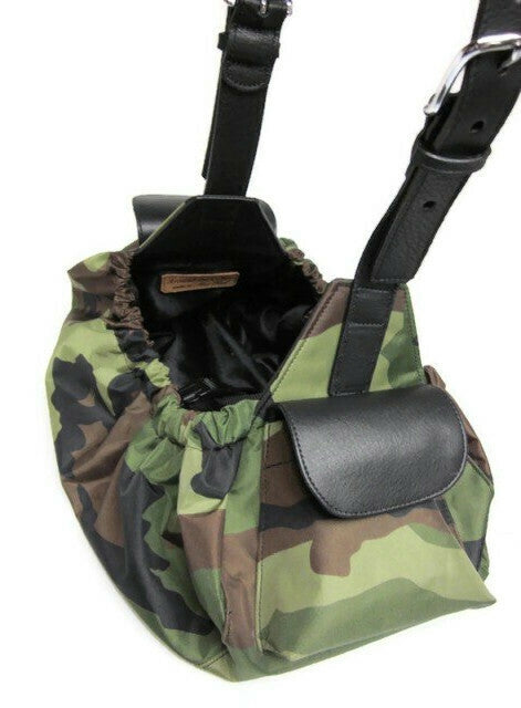 Classic Camouflage Sling Carrier with Leather Strap & Pocket Flap
