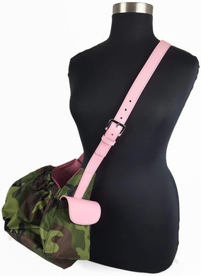 Camouflage Sling Carrier with Leather Strap & Pocket Flap - Around The Collar NY