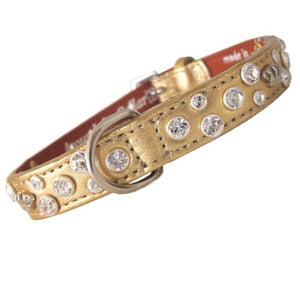 Bella Leather Dog Collar with Jewels and Crowns - Around The Collar NY