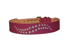 Load image into Gallery viewer, Carmel Double Swirl Crystals Leather Dog Collar - Around The Collar NY