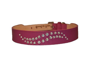 Carmel Double Swirl Crystals Leather Dog Collar - Around The Collar NY