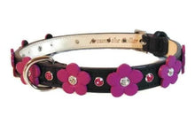 Load image into Gallery viewer, Ellie Flower Leather Dog Collar-Bevel Set Crystals on Flower &amp; Strap - Around The Collar NY