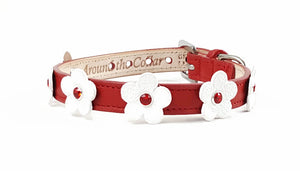 Ellie Flower Crystal Leather Dog Collar - Around The Collar NY