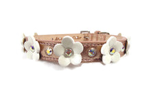 Load image into Gallery viewer, Ellie Christmas Flower Leather Dog Collar with Crystals on Flower &amp; Strap Product vendor