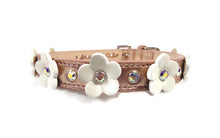 Load image into Gallery viewer, Ellie Christmas Flower Leather Dog Collar with Crystals on Flower &amp; Strap