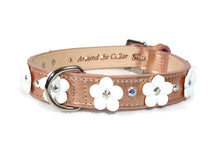 Load image into Gallery viewer, Ellie Christmas Flower Leather Dog Collar with Crystals on Flower &amp; Strap Product vendor