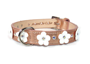 Ellie Christmas Flower Leather Dog Collar with Crystals on Flower & Strap Product vendor