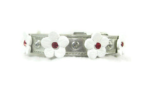 Ellie Christmas Flower Leather Dog Collar with Crystals on Flower & Strap Product vendor
