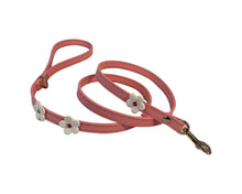 Load image into Gallery viewer, Ellie Leather Dog Leash with 3 Flowers-Crystals on Flower Only